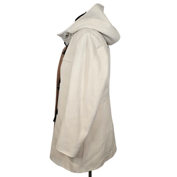 Women's Pendleton Beige Wool Cashmere Blend Hooded Pea Coat | Size 10 - Picture 2 of 13